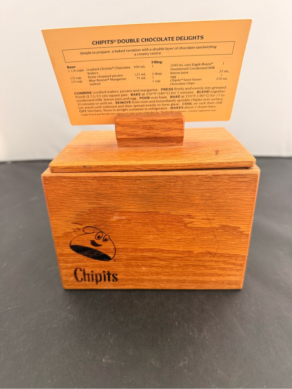 Vintage Chipits Wooden Recipe Card Box